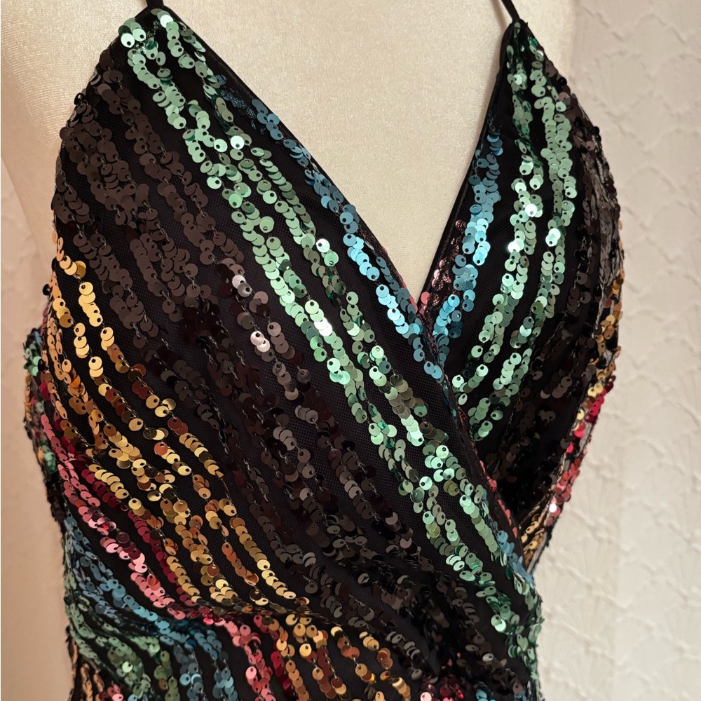 Vibrant Sequin Striped Mini Dress - Picture 2 of 4